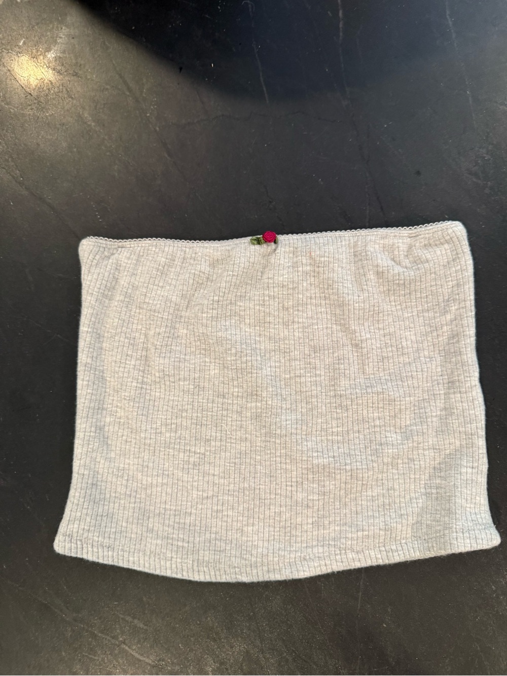 Garage Light Gray Tube Top with Pink Rose Detail